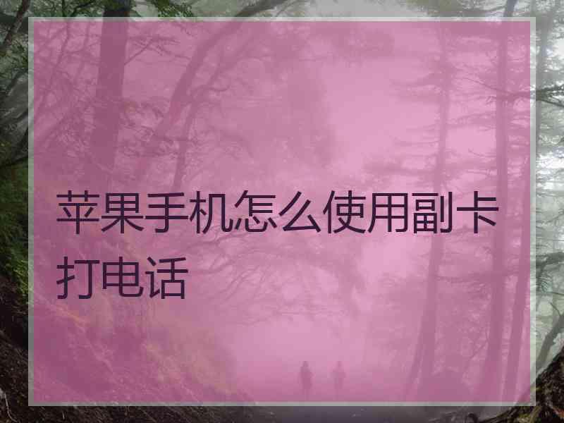 苹果手机怎么使用副卡打电话