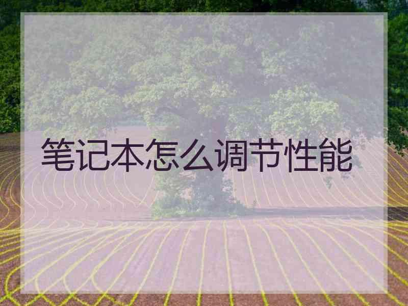 笔记本怎么调节性能